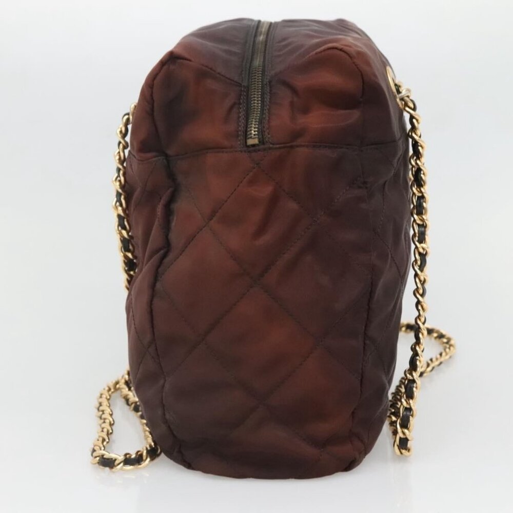 Authentic PRADA Chain Shoulder Bag Nylon Brown Gold - Picture 11 of 16